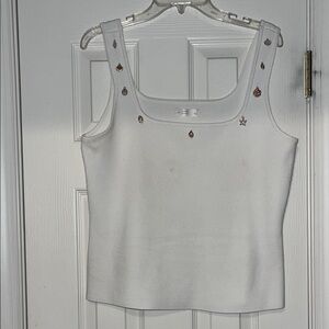 Lauren Conrad White Tank Top with beachy charms